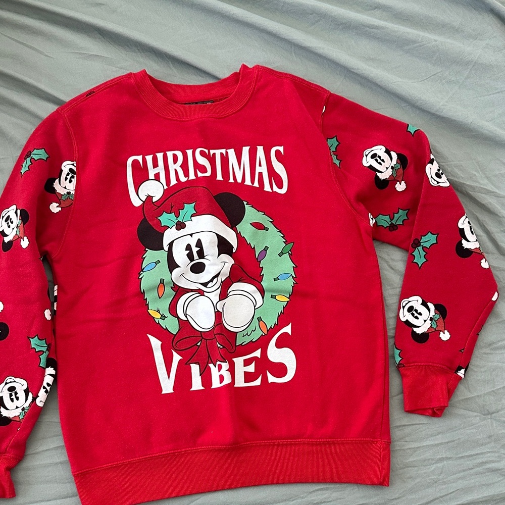 Disney Red Christmas Vibes Crewneck Sweatshirt
